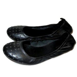 Cole Haan Studded Black Leather Ballerina Flats